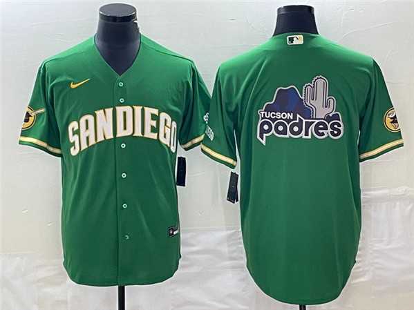 Men%27s San Diego Padres Green Team Big Logo Cool Base Stitched Baseball Jerseys
